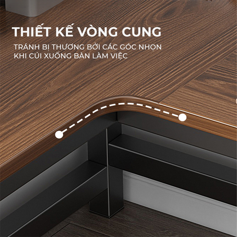 Bàn làm việc góc Chữ L khung thép 40x40 mặt gỗ MDF 25mm tận dụng không ...