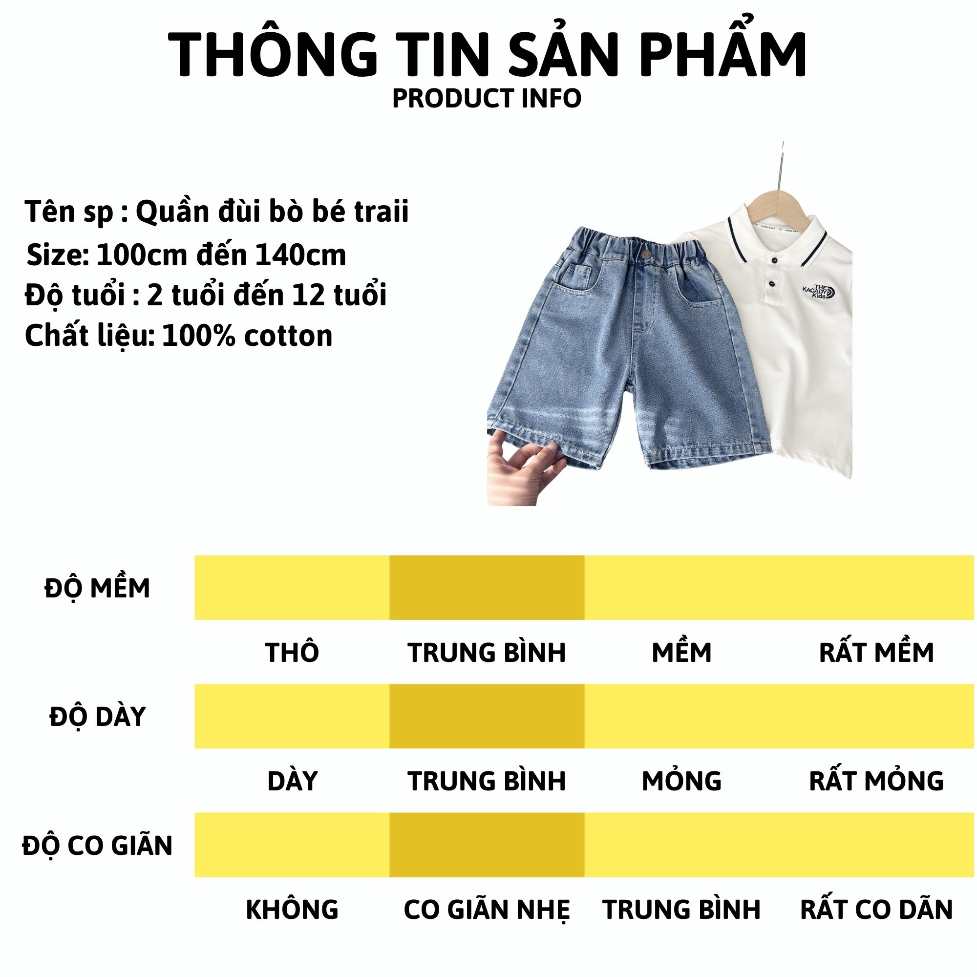 Mô tả Quần short jean bé trai 27Kids KACADY Quần đùi bò mềm lưng chun nam cho trẻ từ 2-10 tuổi BSJE3 - 4