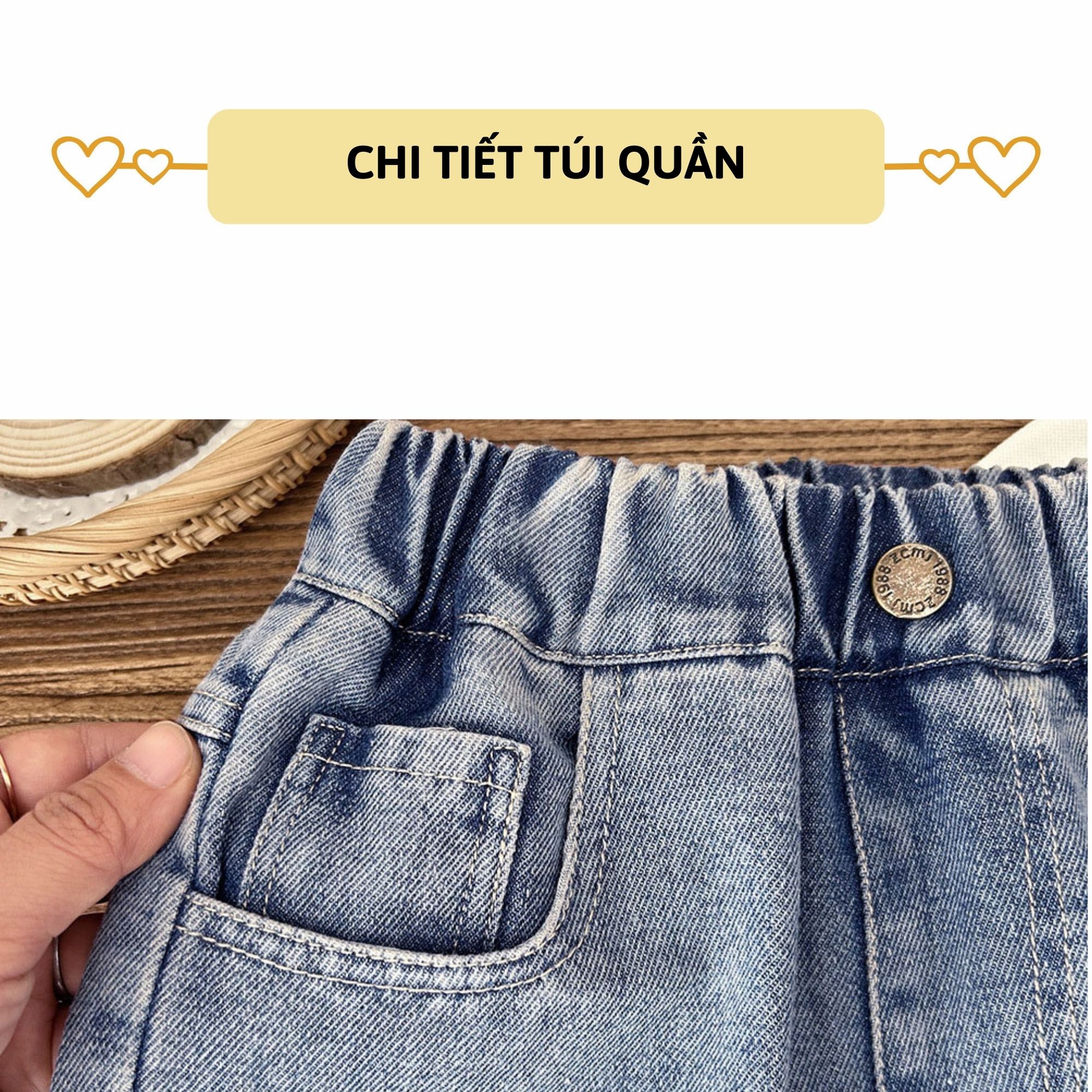 Mô tả Quần short jean bé trai 27Kids KACADY Quần đùi bò mềm lưng chun nam cho trẻ từ 2-10 tuổi BSJE3 - 5
