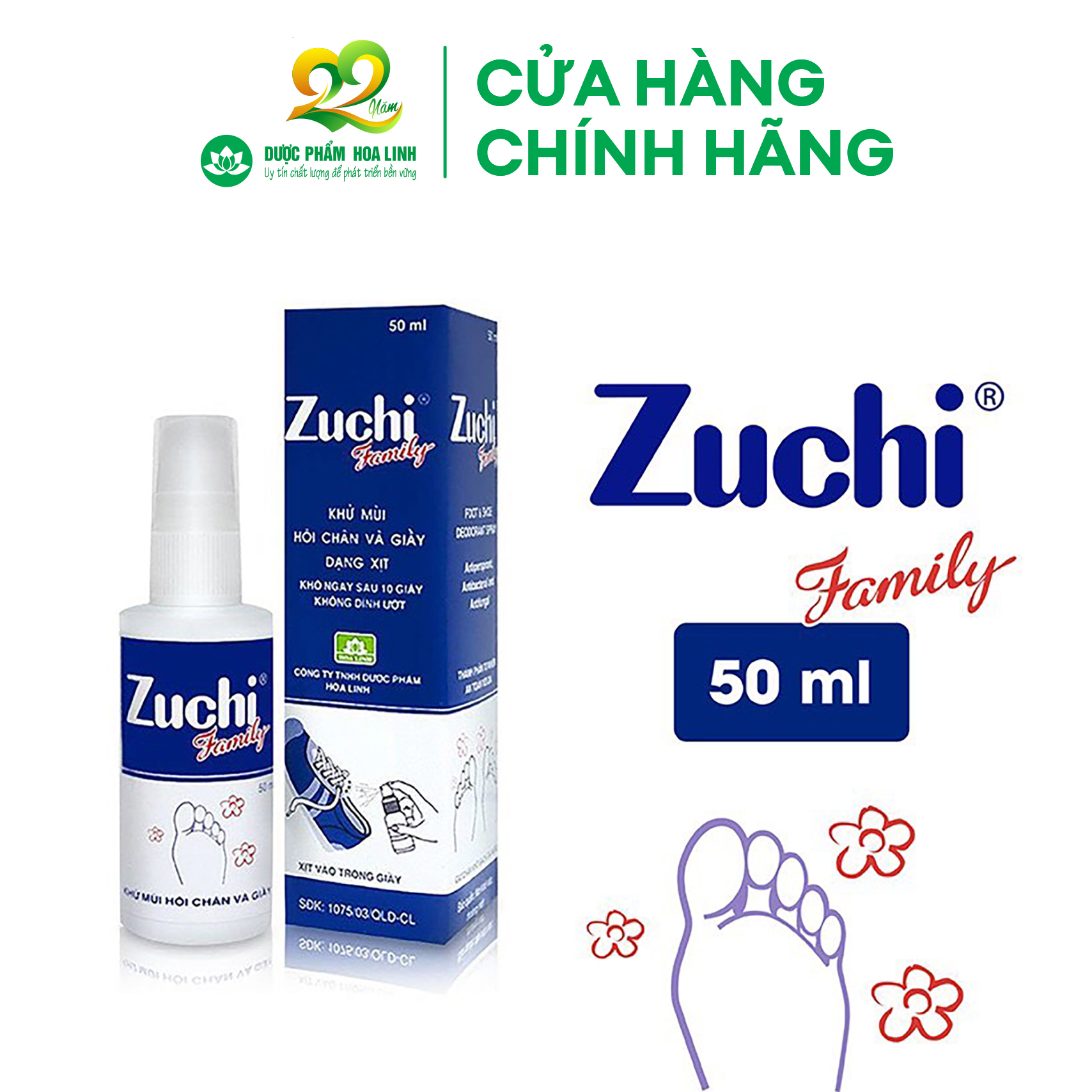 Mô tả Xịt khử mùi hôi chân và giày (hương quế) Zuchi Family 50ml - 1