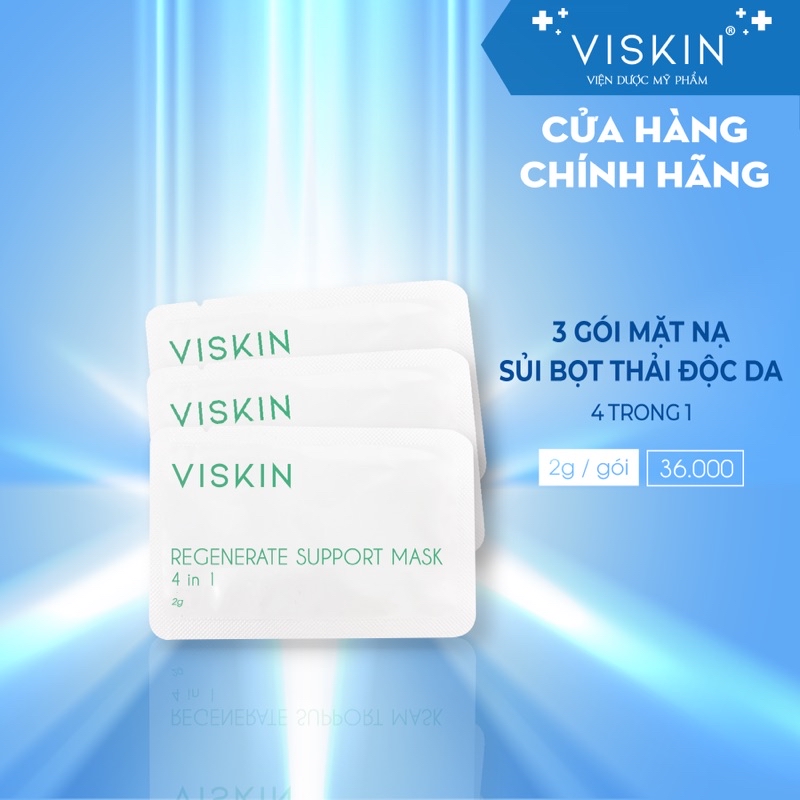 Mô tả Combo 3 gói Mặt nạ sủi bọt VISKIN thải độc, hỗ trợ phục hồi da 4 trong 1 - 3 gói x 2g [CHÍNH HÃNG] - 1