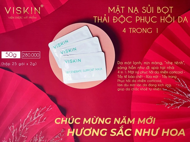 Mô tả Combo 3 gói Mặt nạ sủi bọt VISKIN thải độc, hỗ trợ phục hồi da 4 trong 1 - 3 gói x 2g [CHÍNH HÃNG] - 2