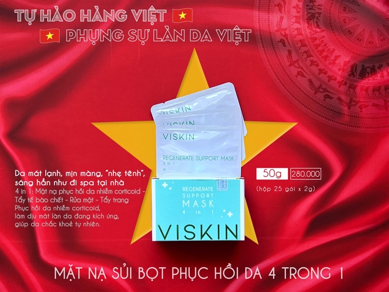 Mô tả Combo 3 gói Mặt nạ sủi bọt VISKIN thải độc, hỗ trợ phục hồi da 4 trong 1 - 3 gói x 2g [CHÍNH HÃNG] - 3