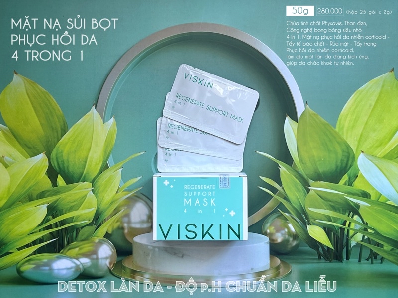 Mô tả Combo 5 gói Mặt nạ sủi bọt VISKIN thải độc, hỗ trợ phục hồi da 4 trong 1 - 5 gói x 2g [CHÍNH HÃNG] - 3