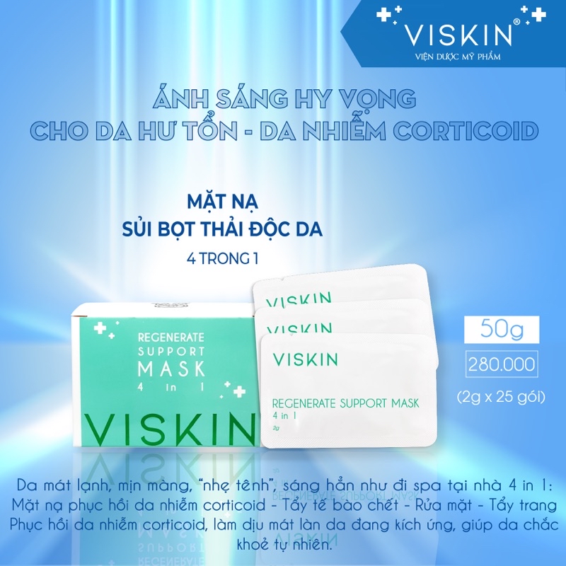 Mô tả Mặt nạ sủi bọt VISKIN thải độc, hỗ trợ phục hồi da 4 trong 1 - Hộp 50g (25 gói x 2g) [CHÍNH HÃNG] - 1