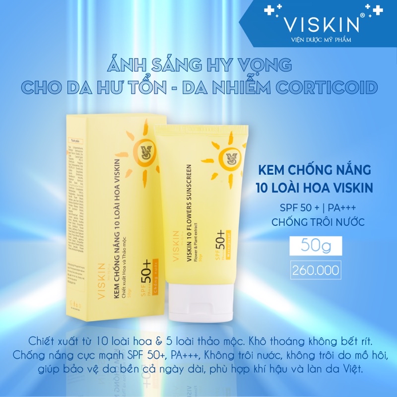 Mô tả Kem chống nắng VISKIN SPF 50+, PA+++ 10 loài hoa  - 50g [CHÍNH HÃNG] - 1