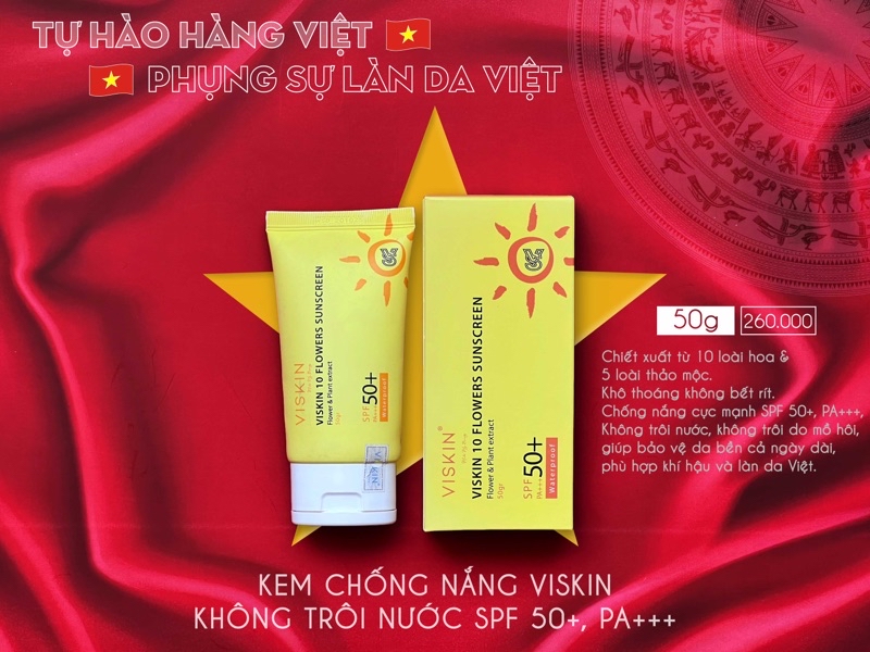 Mô tả Kem chống nắng VISKIN SPF 50+, PA+++ 10 loài hoa  - 50g [CHÍNH HÃNG] - 2