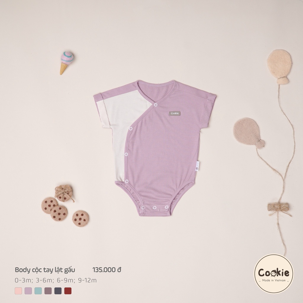 Mô tả Bodysuit Ngắn Tay COOKIE, Bodysuit Cộc Tay Lật Gấu Cho Bé Chất Cotton Tăm Lạnh Size Từ 0 Đến 1 Tuổi - 2