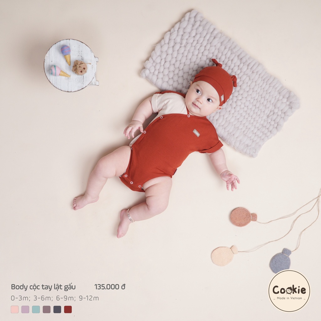 Mô tả Bodysuit Ngắn Tay COOKIE, Bodysuit Cộc Tay Lật Gấu Cho Bé Chất Cotton Tăm Lạnh Size Từ 0 Đến 1 Tuổi - 4