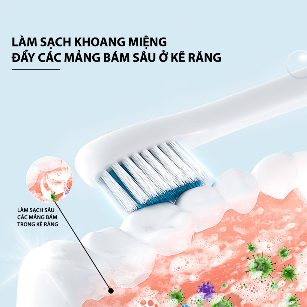 Mô tả Bàn chải điện đa năng HOKU SONIC X-5 máy đánh răng chăm sóc nướu khung kim loại tặng kèm 4 đầu chải BCD01 - 11