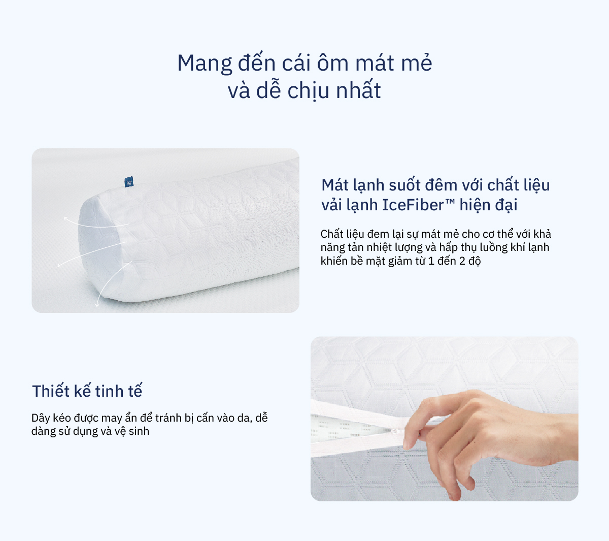 Mô tả Vỏ Gối Ôm IceFiber™ Ru9 Mát Lạnh - Công Nghệ Sợi Lạnh Mang Lại Cảm Giác Ôm Thoải Mái, Mát Mẻ - 2