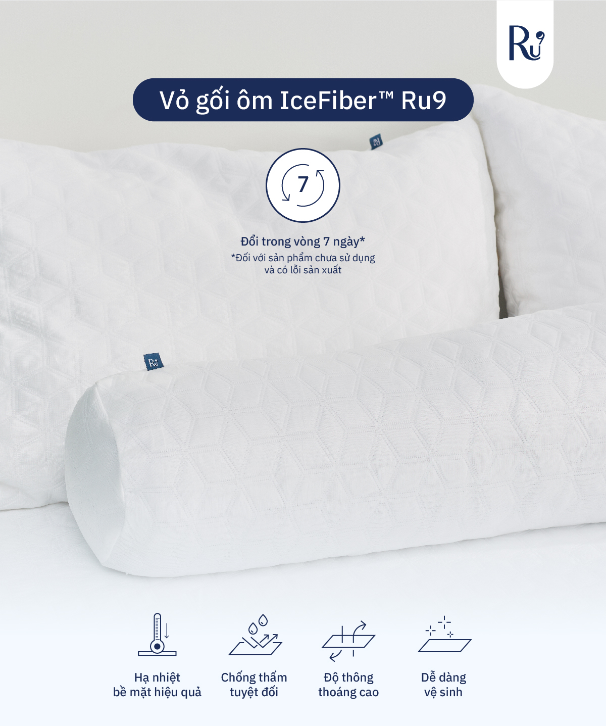Mô tả Vỏ Gối Ôm IceFiber™ Ru9 Mát Lạnh - Công Nghệ Sợi Lạnh Mang Lại Cảm Giác Ôm Thoải Mái, Mát Mẻ - 1