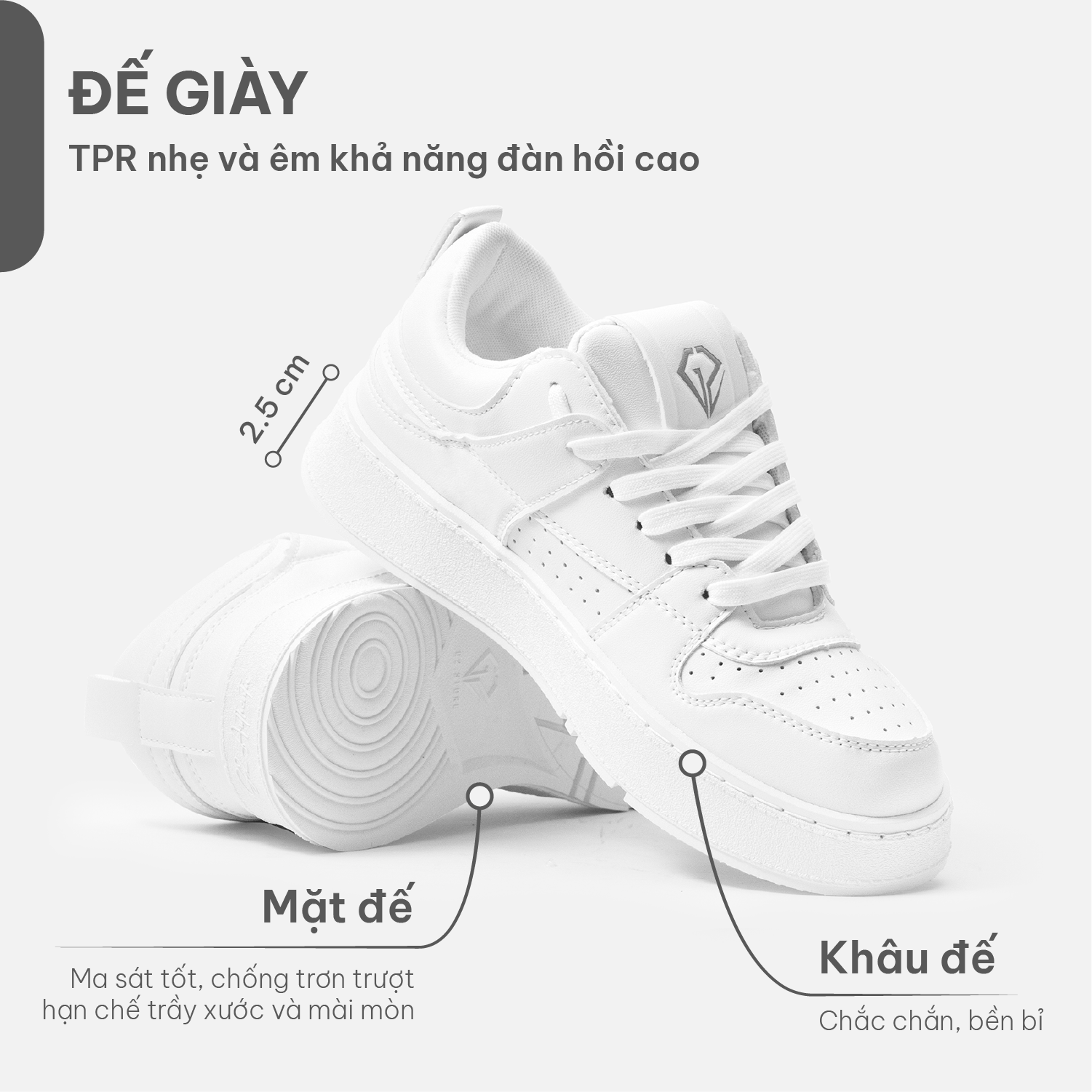 Mô tả Giày trắng G2 Athena Low giày thể thao sneaker nam đế cao thời trang cao cấp giúp tăng chiều cao - 4