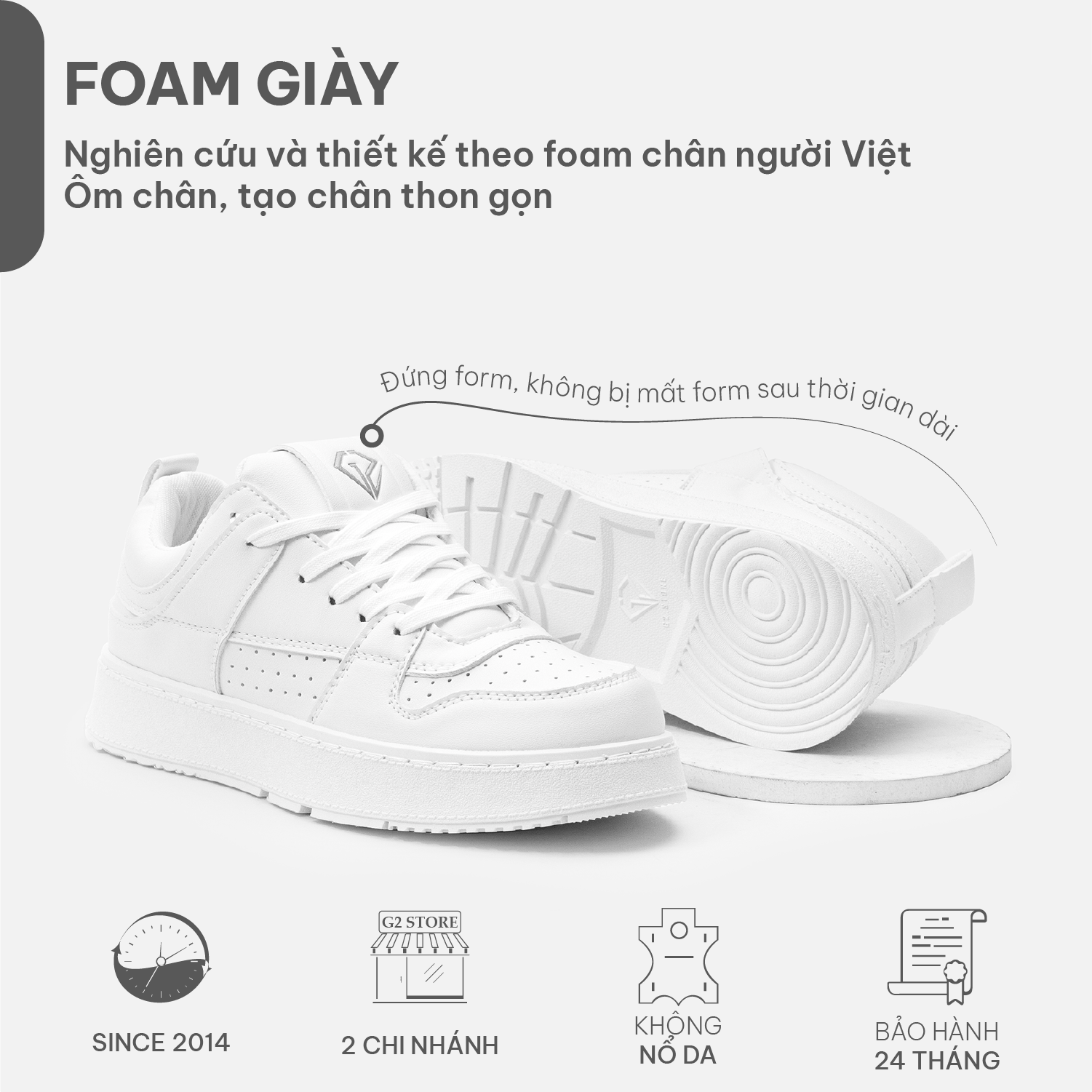 Mô tả Giày trắng G2 Athena Low giày thể thao sneaker nam đế cao thời trang cao cấp giúp tăng chiều cao - 5