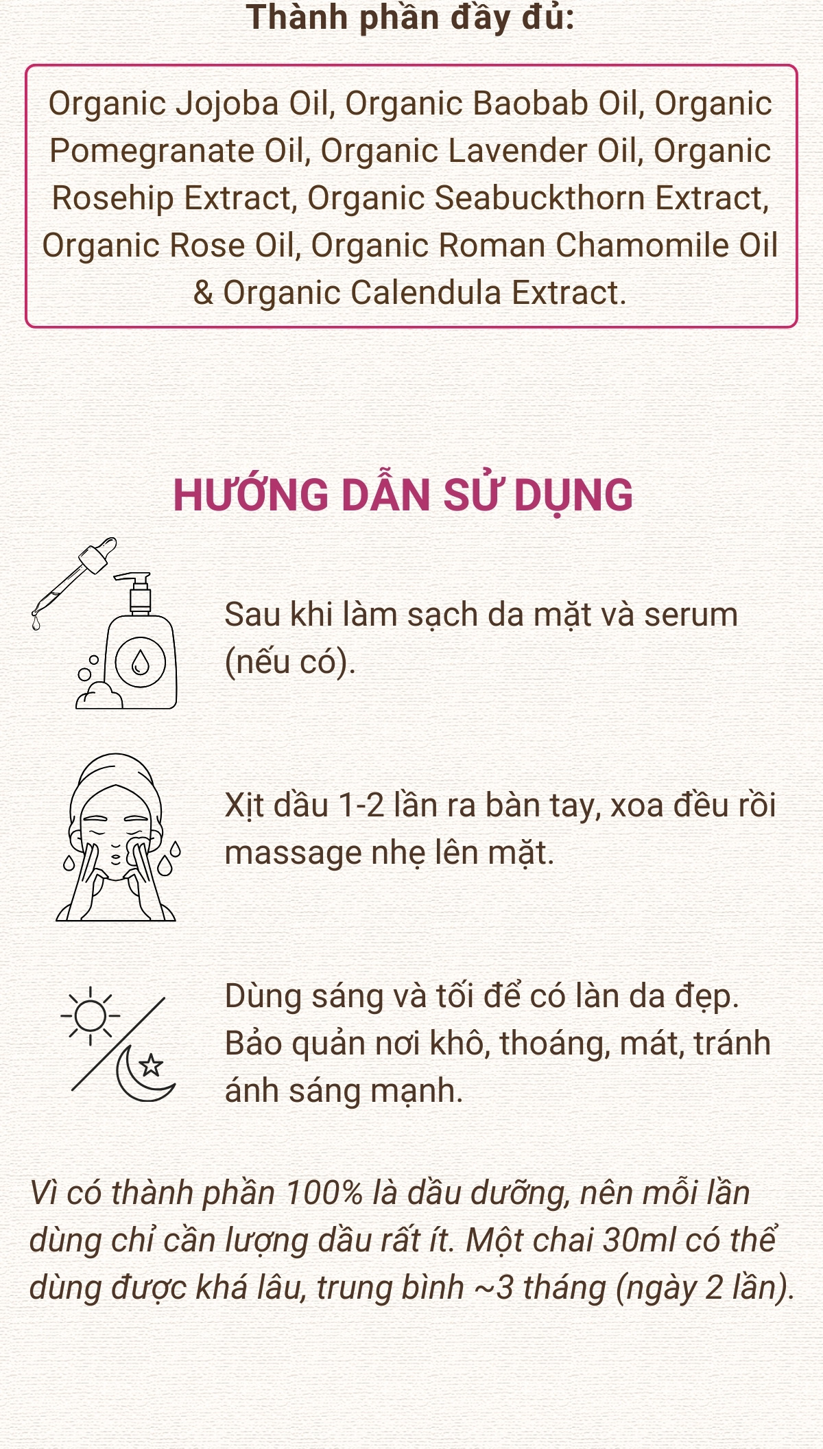 Mô tả Dầu dưỡng da hữu cơ hoa hồng BADGER Rose organic face oil serum chăm sóc cho da khô lão hóa nếp nhăn  - 29.5ML - 5