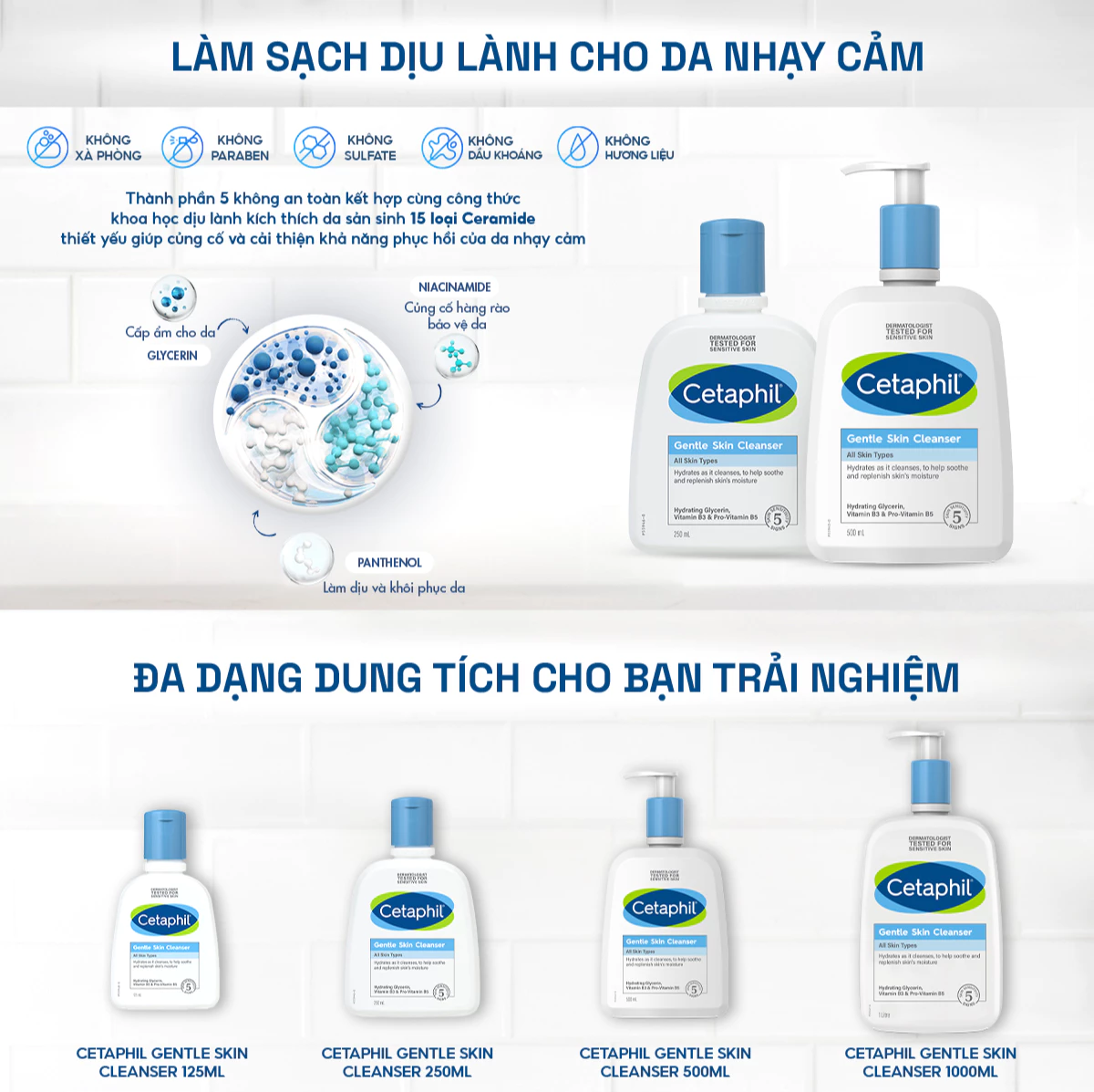Mô tả Sữa rửa mặt dịu lành cho da nhạy cảm CETAPHIL GENTLE SKIN CLEANSER 500ML - 2