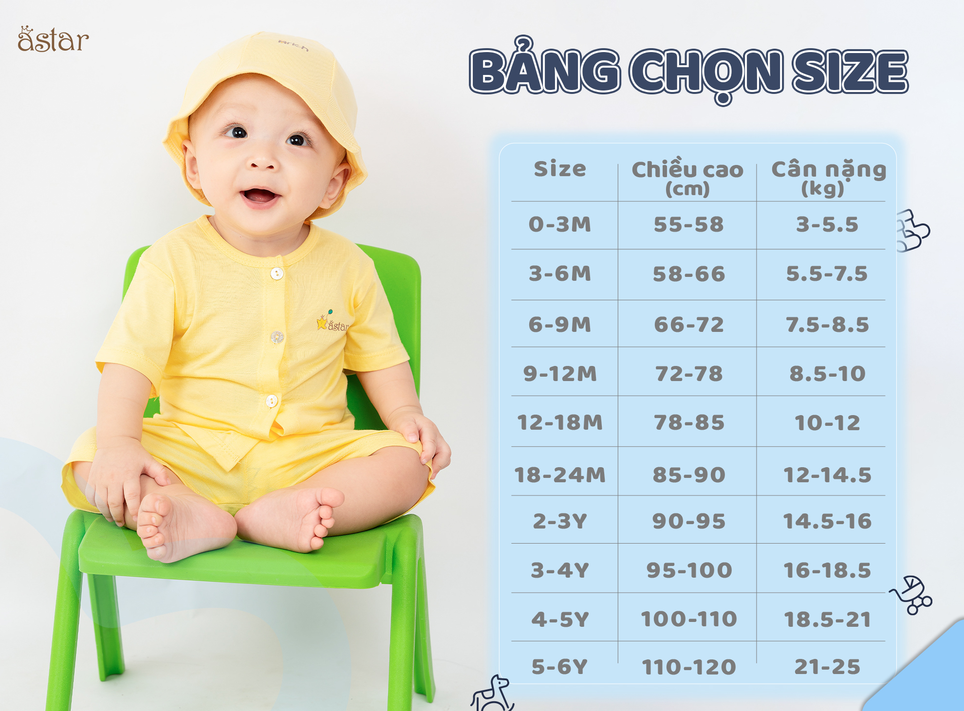 Mô tả Bộ cộc tay cài thẳng Astar vải sợi tre organic cho bé trai, bé gái - 4