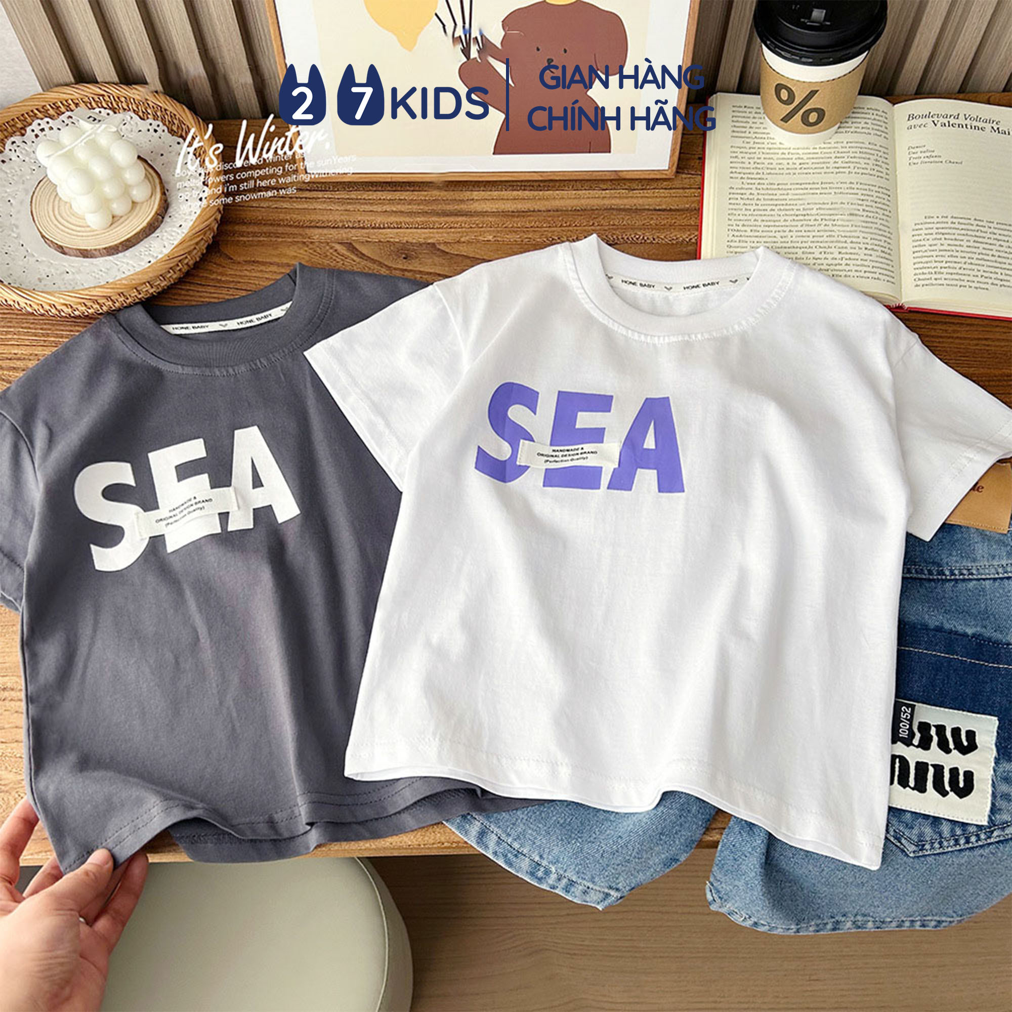 Mô tả Áo thun bé trai ngắn tay 27Kids áo cộc nam vải Cotton cho trẻ từ 4-10 tuổi BSTS7 - 1