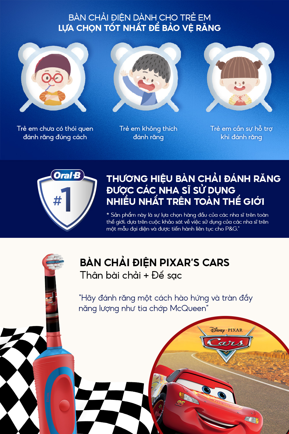 Mô tả Bàn chải đánh răng điện trẻ em Oral-B Vitality D12 Disney Cars- Hàng chính hãng bảo hành 24 tháng - 5