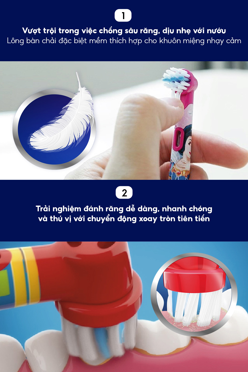 Mô tả Bàn chải đánh răng điện trẻ em Oral-B Vitality D12 Disney Cars- Hàng chính hãng bảo hành 24 tháng - 6