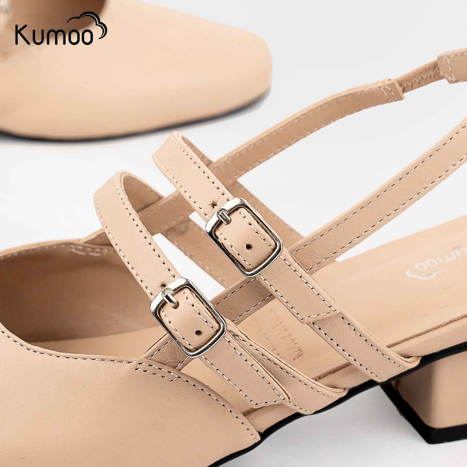 Mô tả Giày Cao Gót Nữ Kumoo GCG-KUMO-010-B Màu Kem Gót 4cm Phong Cách Thời Thượng Quý Cô Công Sở - 4