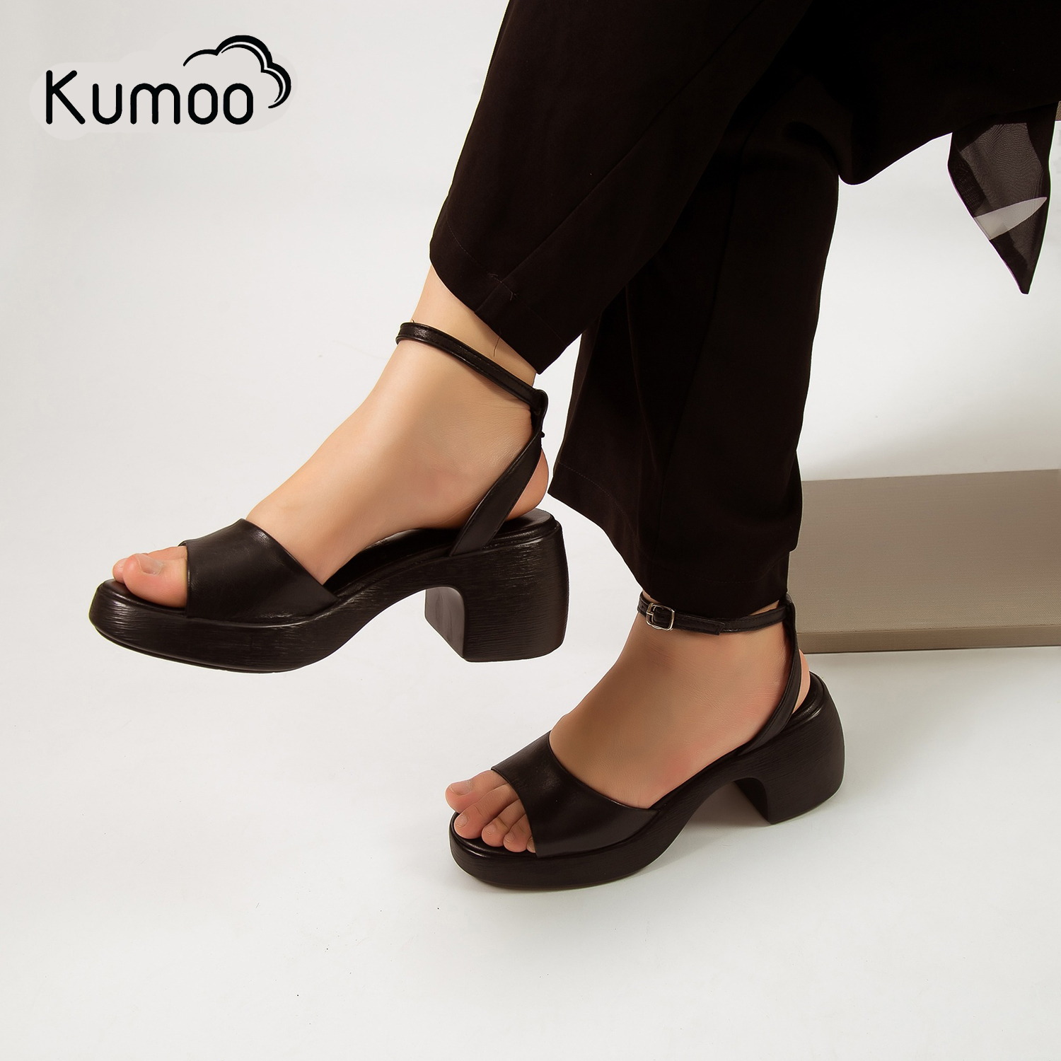 Sandal Cao Gót Kumoo Jessy Màu Đen 1