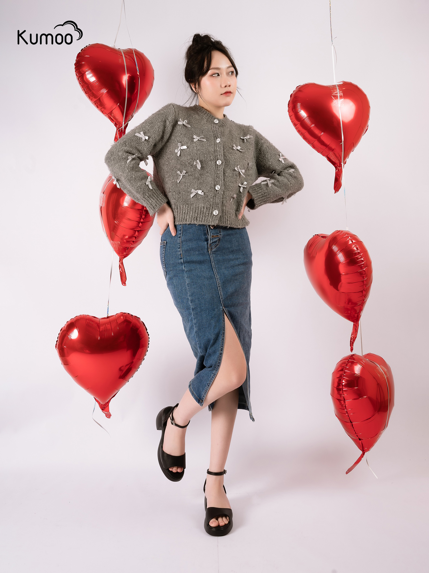 Sandal Cao Gót Kumoo Jessy Màu Đen 2
