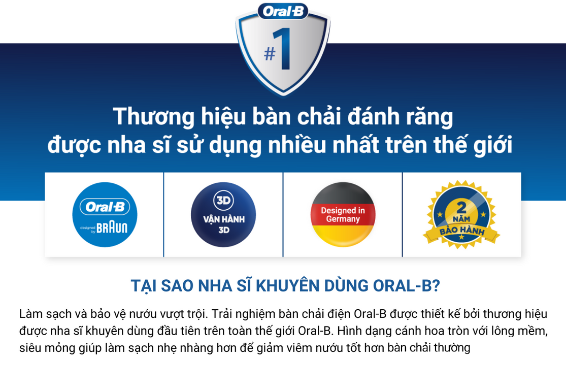 Mô tả Bàn chải đánh răng điện Oral-B Pro 500 D16.513 - Hàng chính hãng 100% Bảo hành 24 tháng - 1