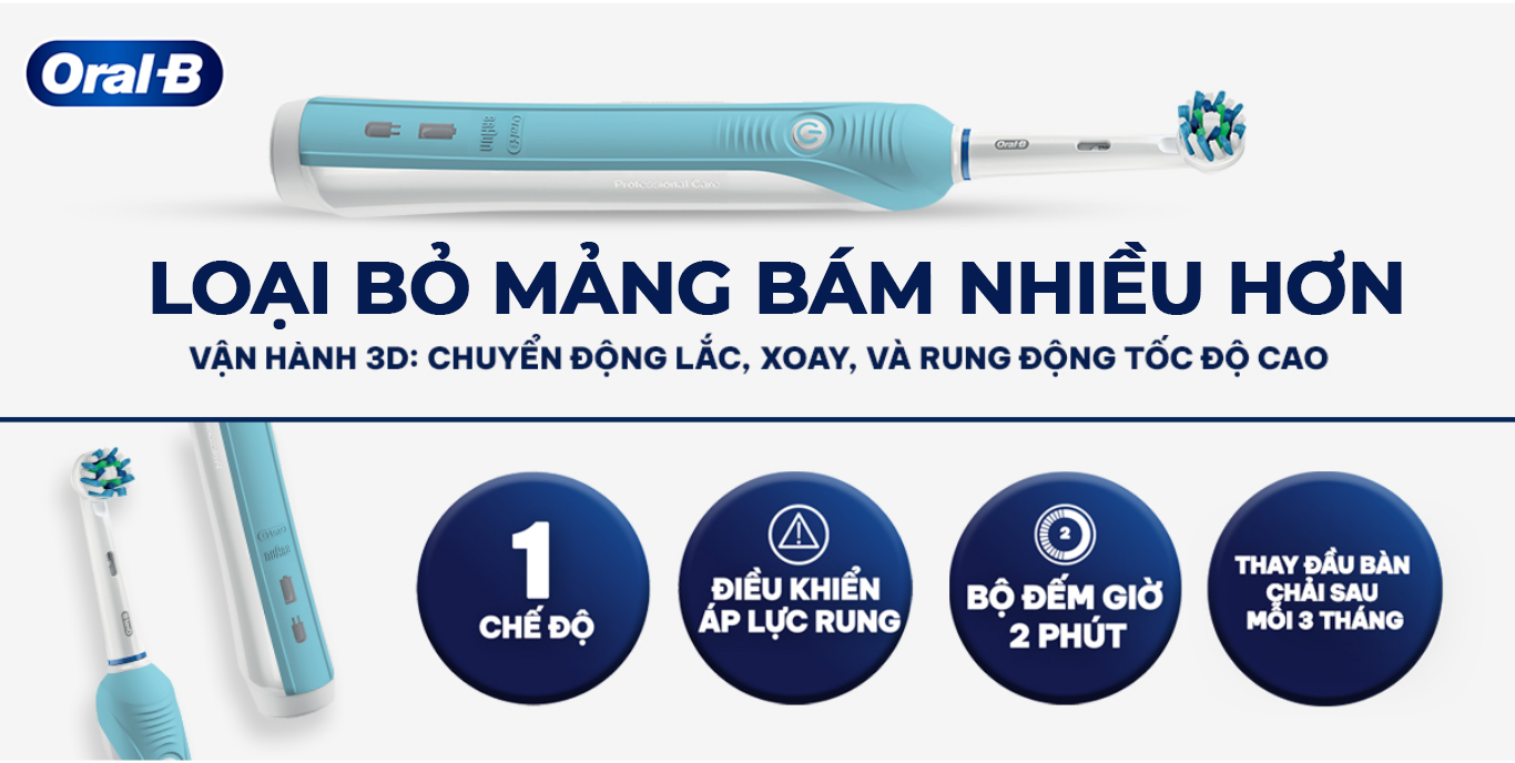 Mô tả Bàn chải đánh răng điện Oral-B Pro 500 D16.513 - Hàng chính hãng 100% Bảo hành 24 tháng - 6