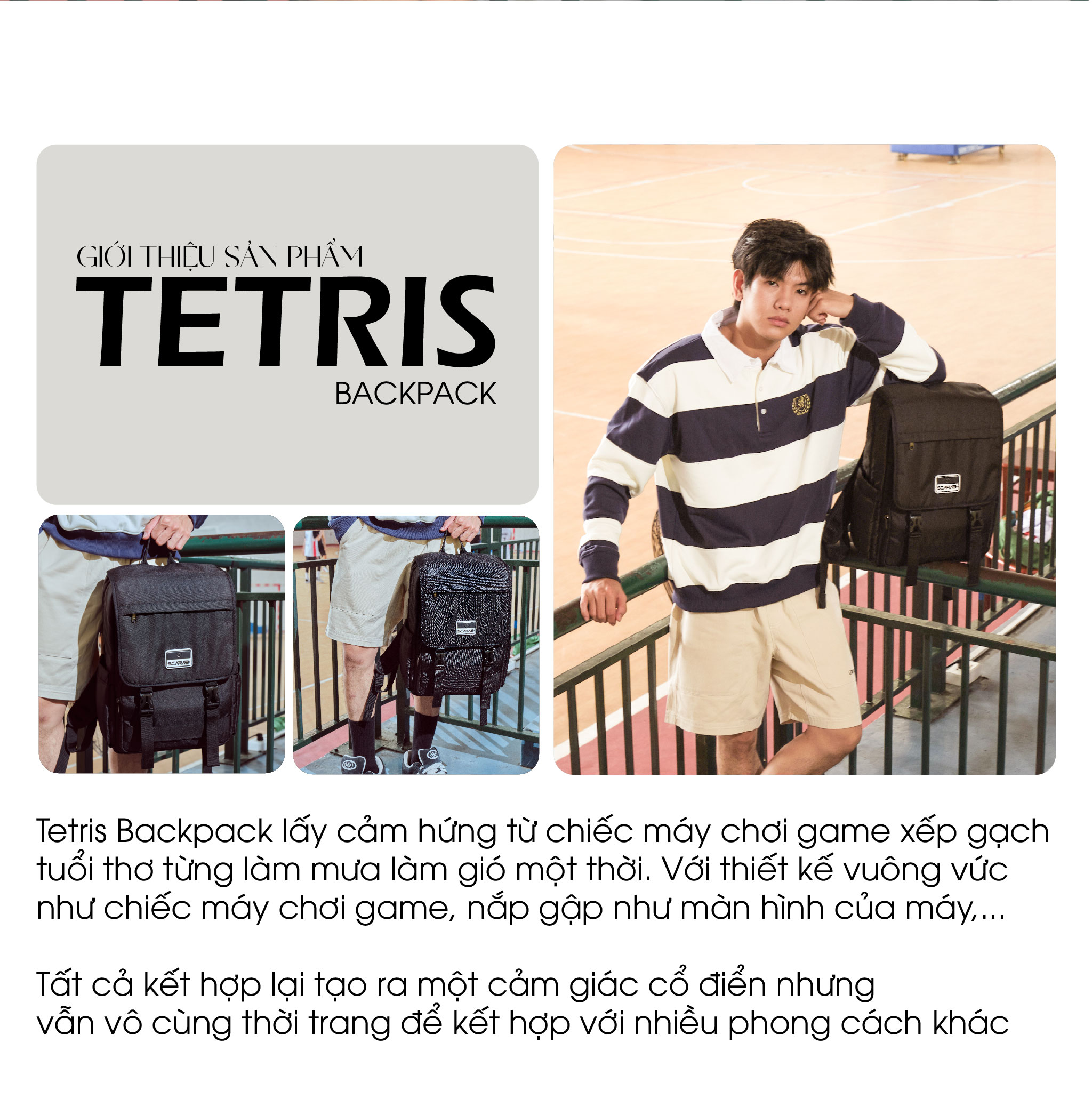 Mô tả Balo Scarab Tetris Backpack Unisex - Ba lô Đi Học, Đi Làm Vừa Laptop 15.6inch - 2