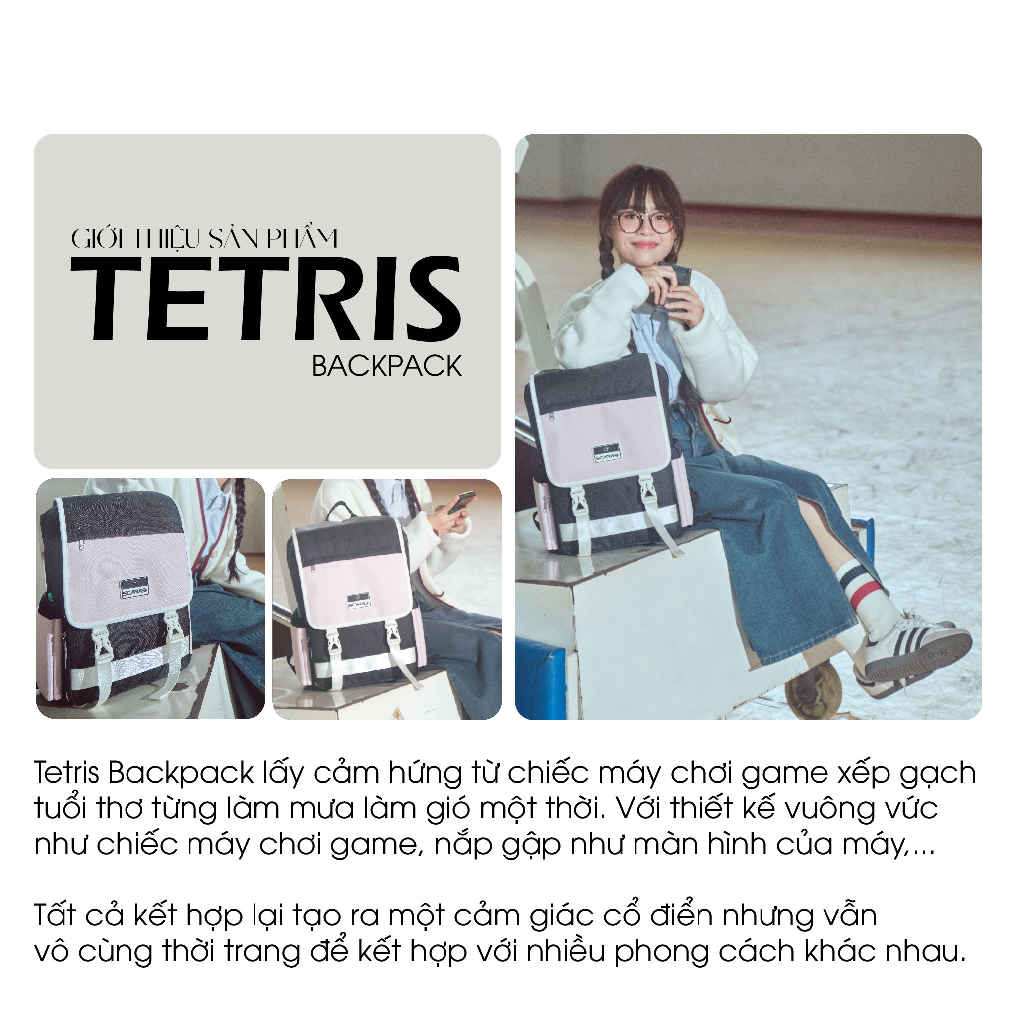 Mô tả Balo Scarab Tetris Backpack Unisex - Ba lô Đi Học, Đi Làm Đựng Vừa Laptop 15.6inch - 2