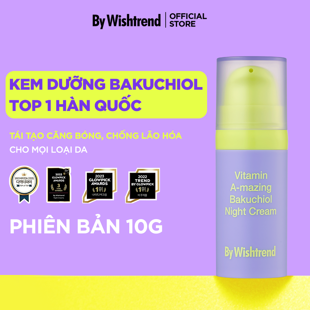 Mô tả Kem dưỡng hỗ trợ chống lão hóa, tái tạo căng bóng BAKUCHIOL SỐ 1 HÀN QUỐC By Wishtrend Vitamin A 10g - 1