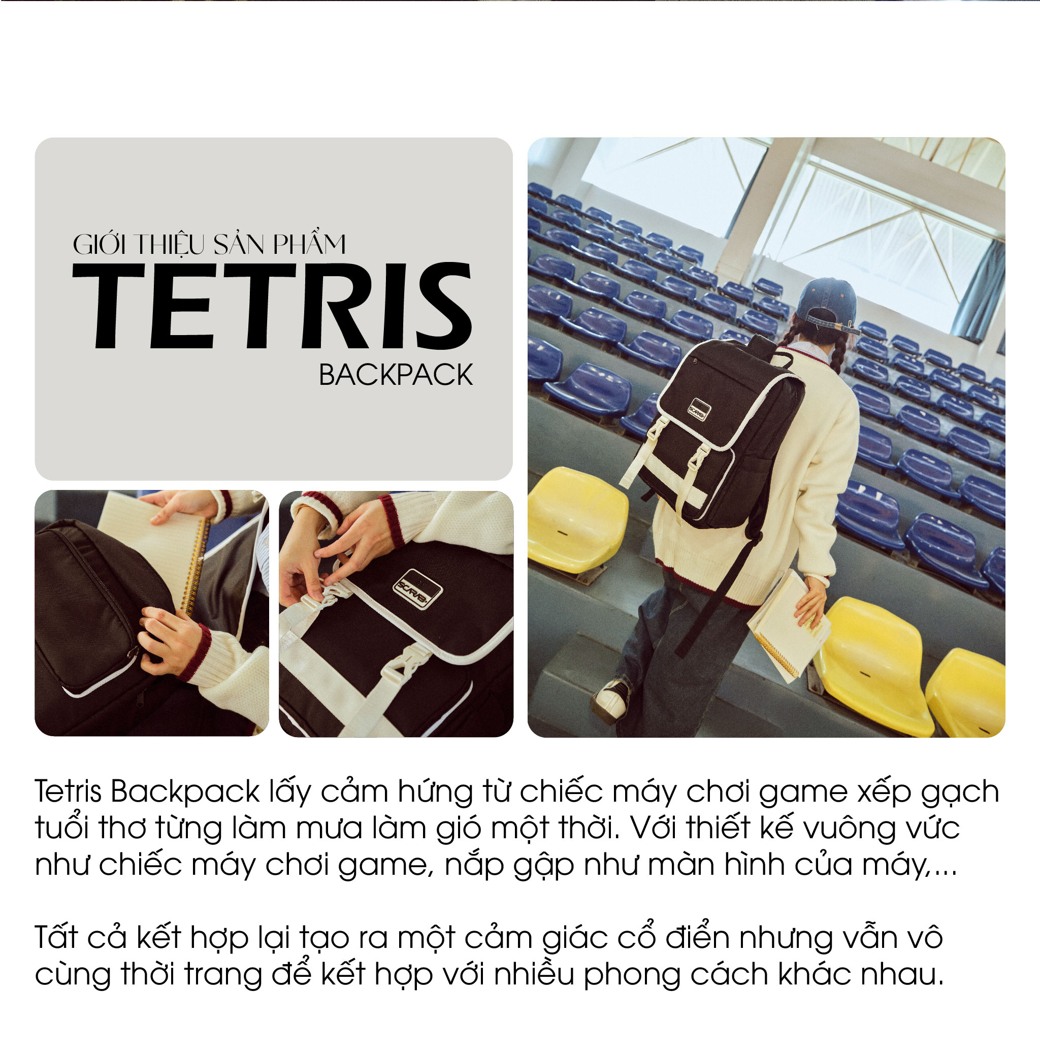 Mô tả Balo Scarab Tetris Backpack Unisex - Ba lô Đi Học, Đi Làm Unisex Đựng Vừa Laptop 15.6 inch - 2