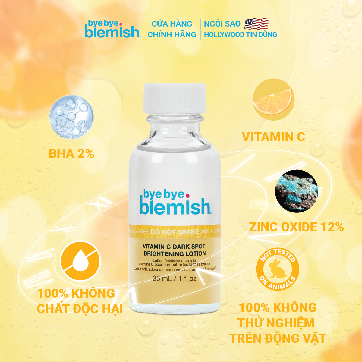 Mô tả Chấm Thâm Mụn Vitamin C Giảm Thâm Mụn Nhanh Bye Bye Blemish Vitamin C Dark Spot Brightening Lotion 30ml - 2