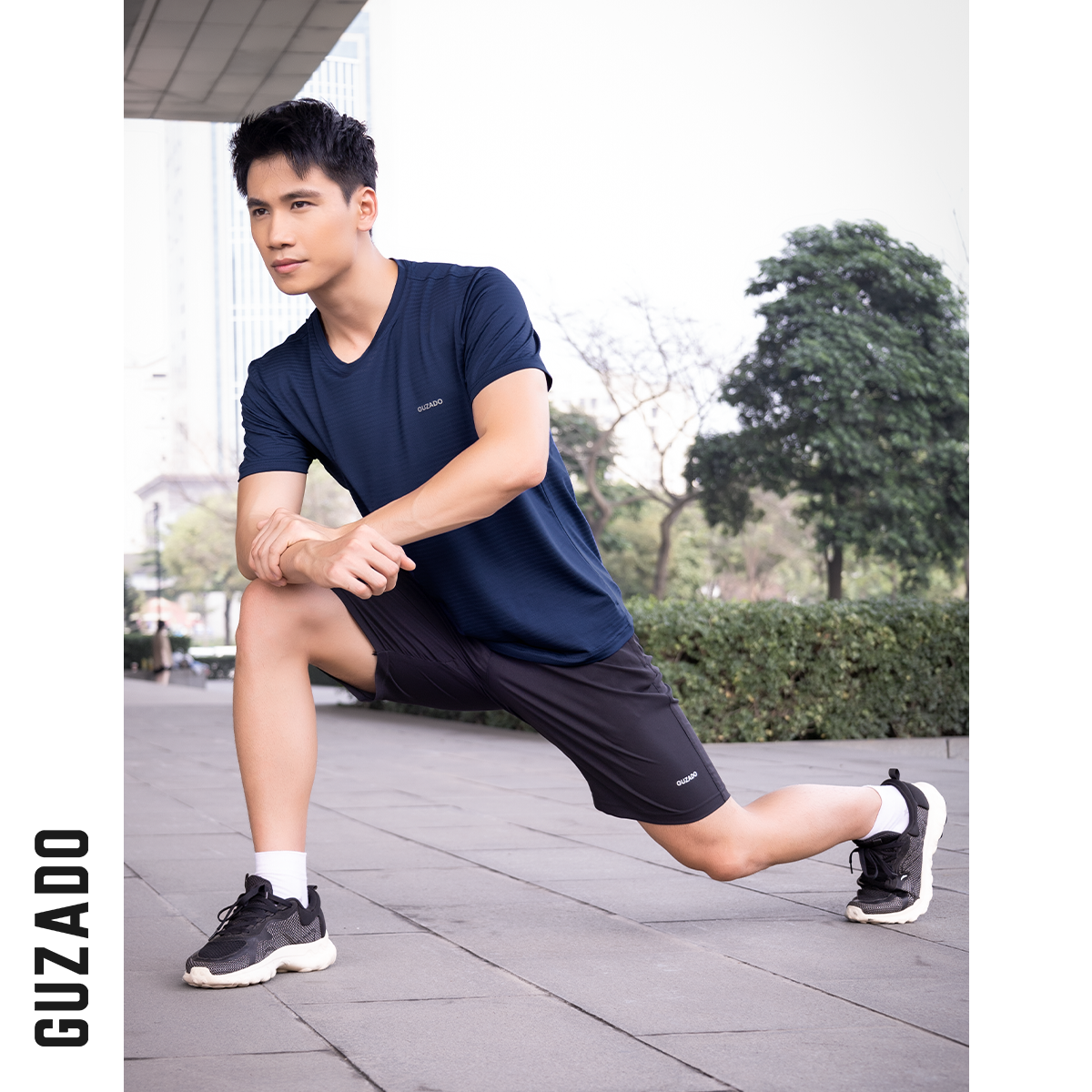 Mô tả Bộ quần áo thể thao nam cổ tròn Guzado Chất Coolmax thể thao vận động thoải mái BTS02 - 7
