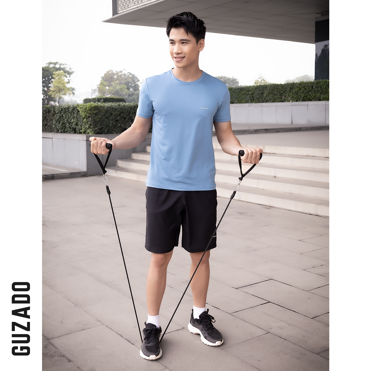Mô tả Bộ quần áo thể thao nam cổ tròn Guzado Chất Coolmax thể thao vận động thoải mái BTS02 - 8