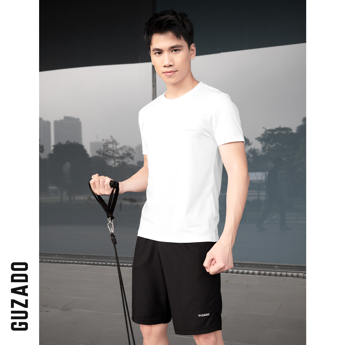 Mô tả Bộ quần áo thể thao nam cổ tròn Guzado Chất Coolmax thể thao vận động thoải mái BTS02 - 11