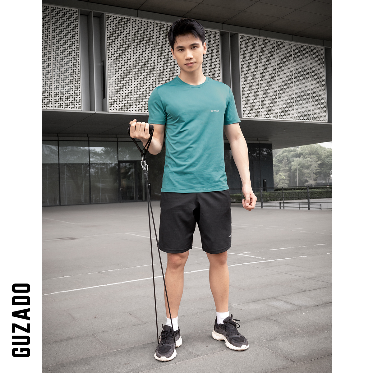 Mô tả Bộ quần áo thể thao nam cổ tròn Guzado Chất Coolmax thể thao vận động thoải mái BTS02 - 4