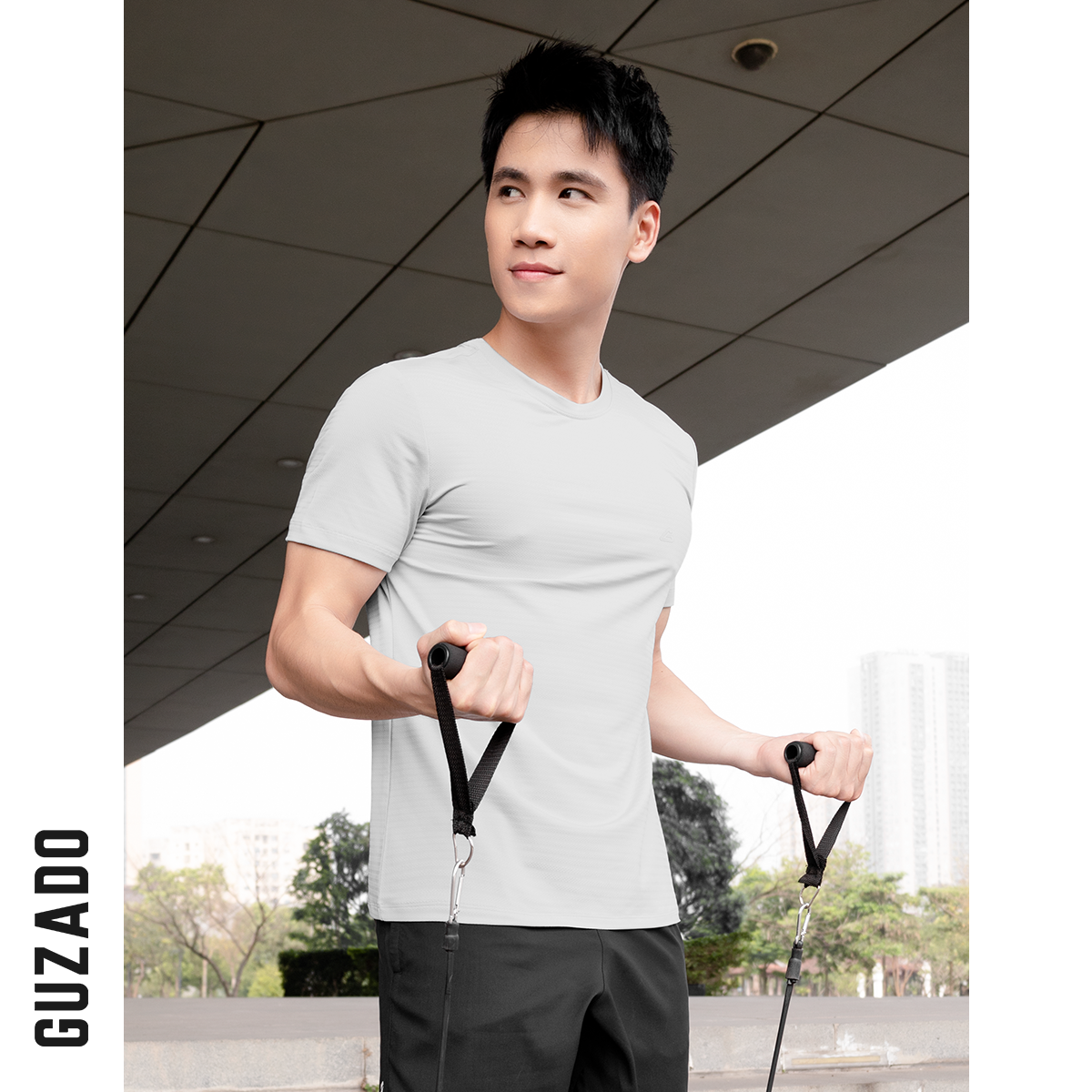 Mô tả Bộ quần áo thể thao nam cổ tròn Guzado Chất Coolmax thể thao vận động thoải mái BTS02 - 5