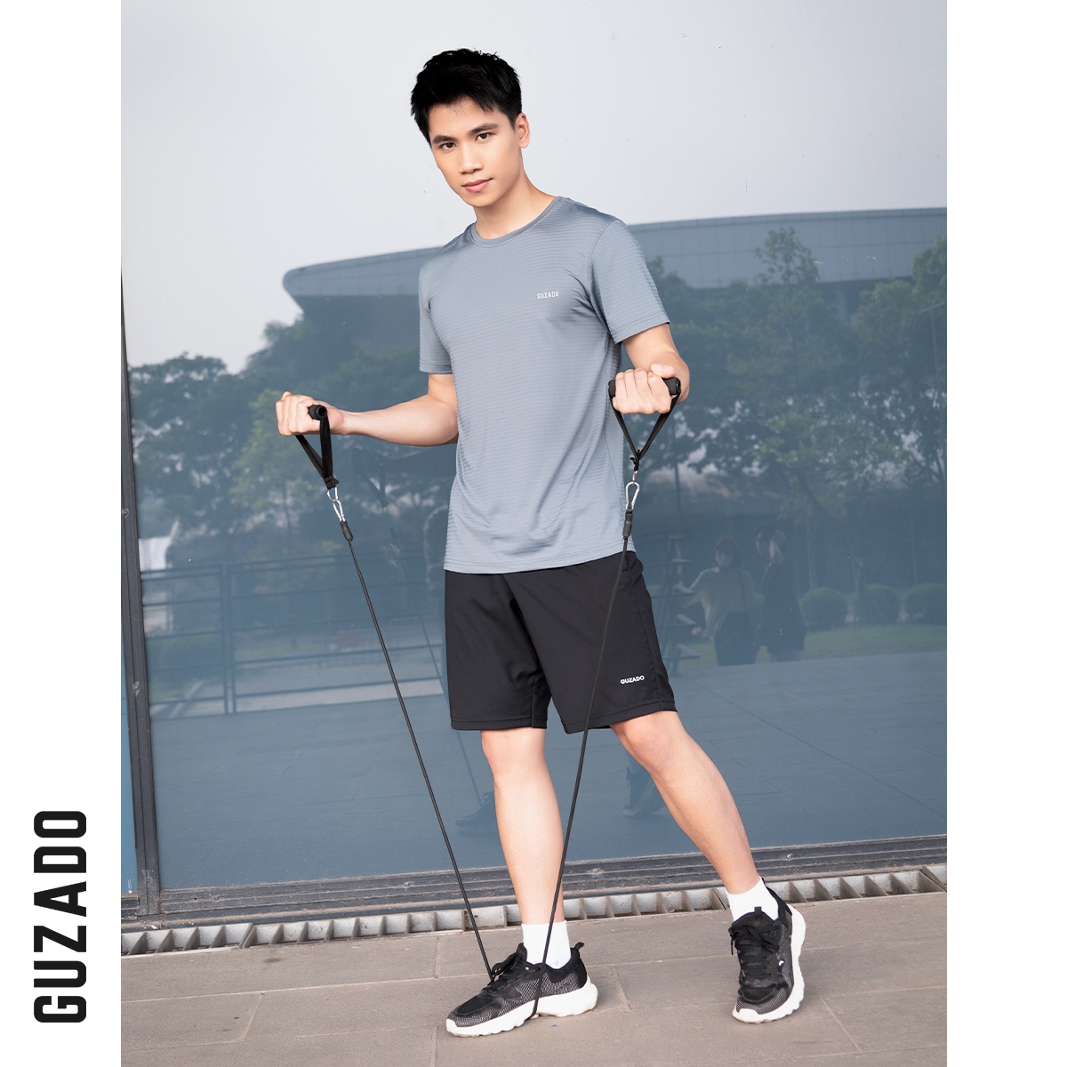 Mô tả Bộ quần áo thể thao nam cổ tròn Guzado Chất Coolmax thể thao vận động thoải mái BTS02 - 6