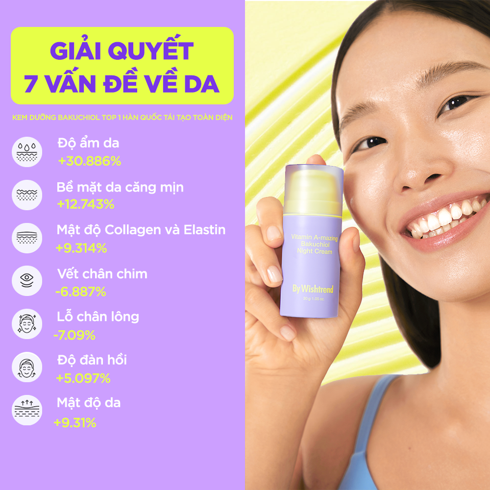 Mô tả Kem dưỡng hỗ trợ chống lão hóa, tái tạo căng bóng BAKUCHIOL SỐ 1 HÀN QUỐC By Wishtrend Vitamin A 10g - 3