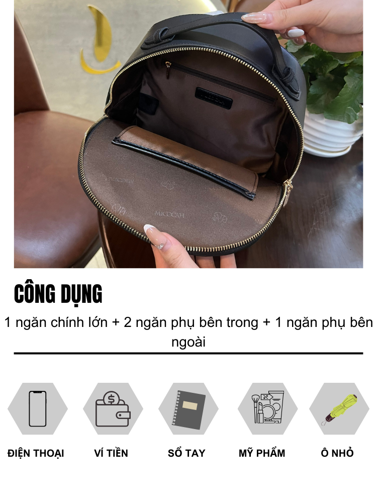 Mô tả Balo Nữ Mini Thời Trang MICOCAH Đi Học Đi Chơi Phong Cách Hàn Quốc Sang Chảnh MC19 (KÈM HỘP) - 3