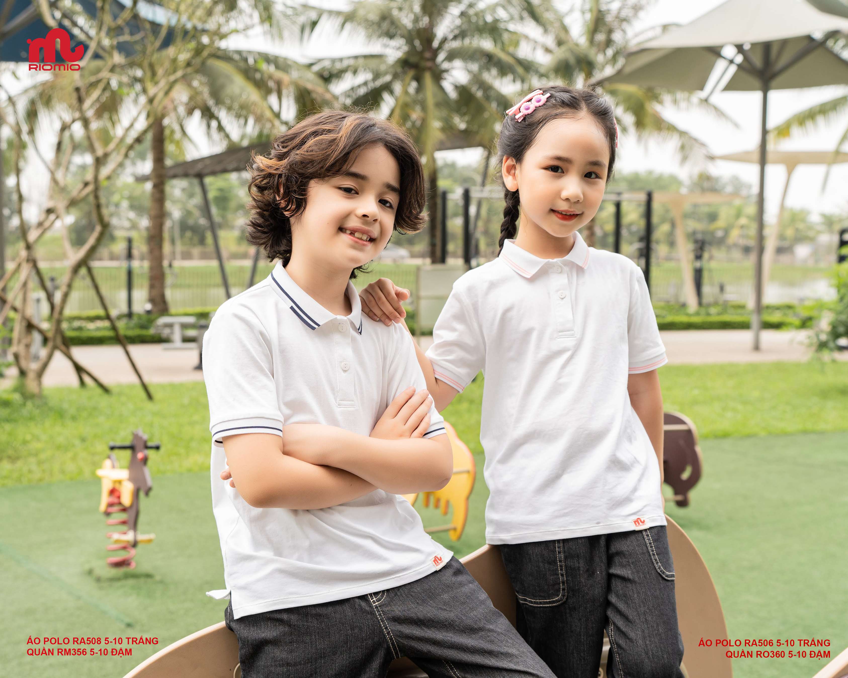Mô tả Áo polo bé trai RIOMIO size 21-42kg, phối kẻ năng động style Hàn Quốc, vải cotton co giãn tốt -RA508 - 1