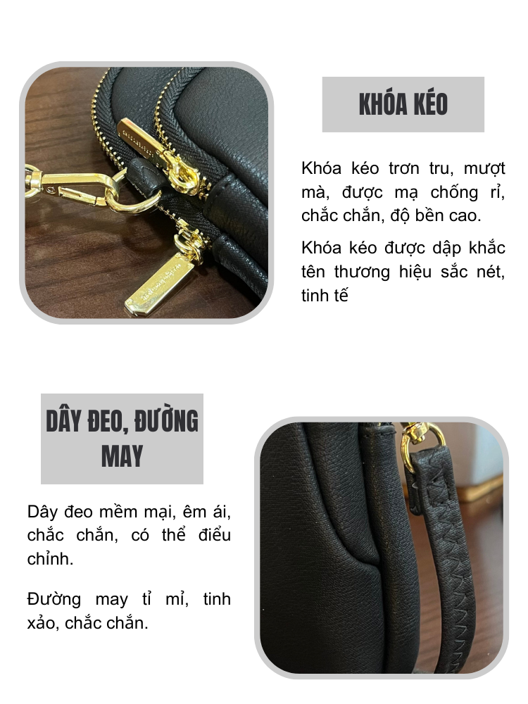Mô tả Túi Đeo Chéo Nữ Đựng Điện Thoại FOREVER YOUNG Da Mềm Nhiều Ngăn Tiện Dụng Chất Cực Đẹp PL02 - Tukado - 7