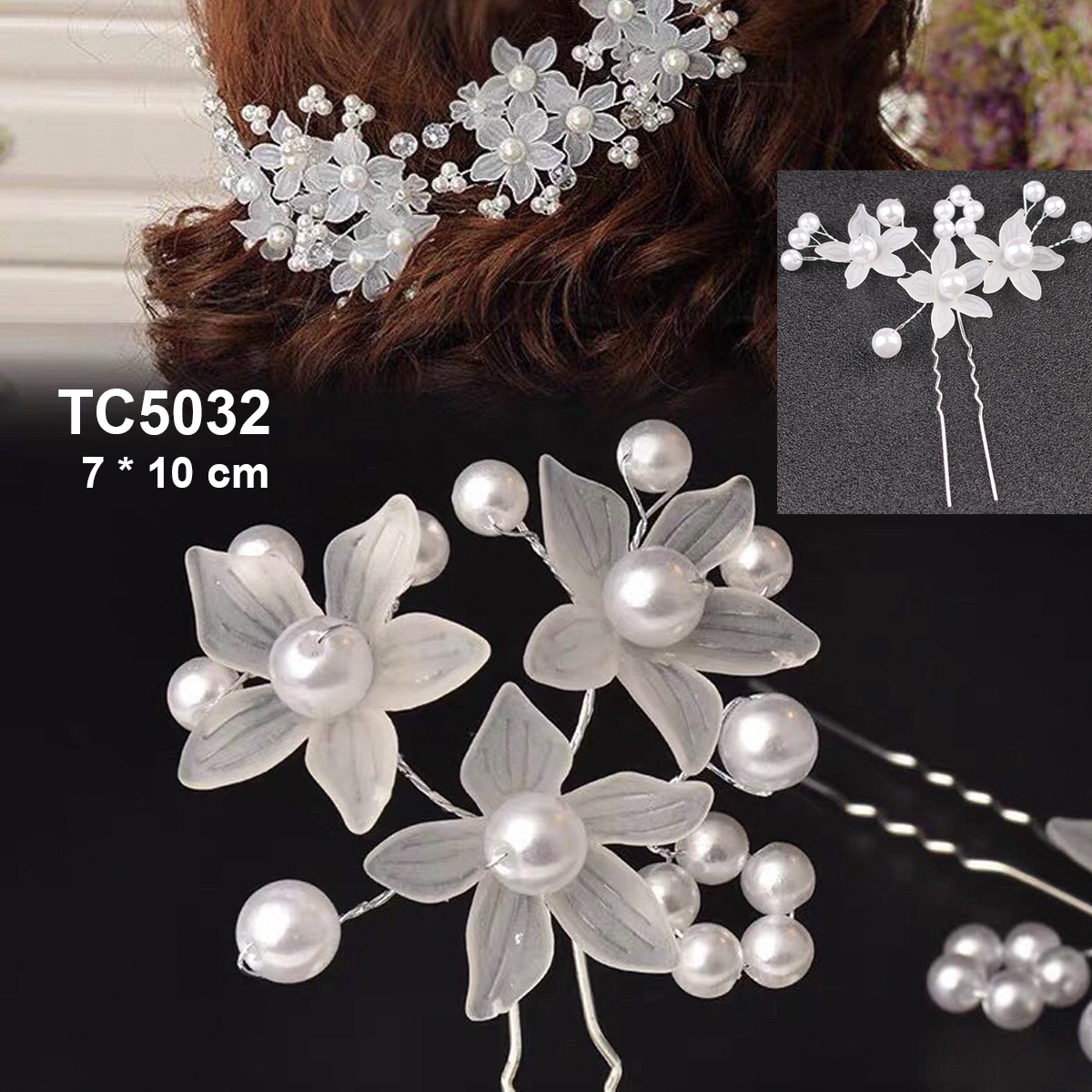 Mô tả GOTI Quà Tặng Cho Nữ Trâm Cài Kiểu Lược Cài Tóc Cô Dâu Đính Hoa Thanh Lịch Phong Cách Cổ Điển TC530 - 1