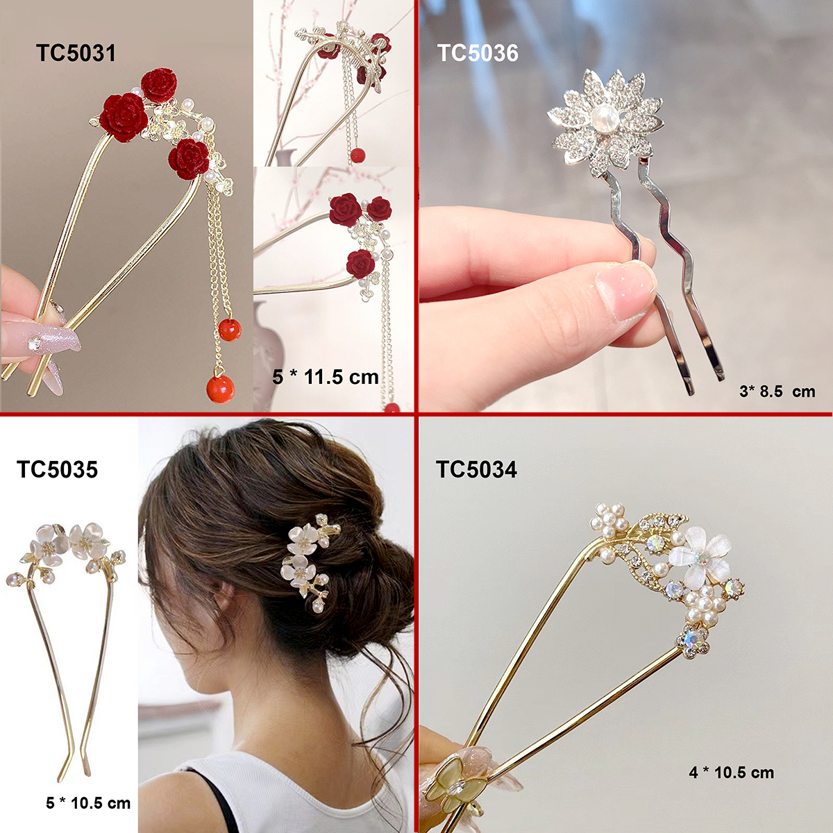 Mô tả GOTI Quà Tặng Cho Nữ Trâm Cài Kiểu Lược Cài Tóc Cô Dâu Đính Hoa Thanh Lịch Phong Cách Cổ Điển TC530 - 6