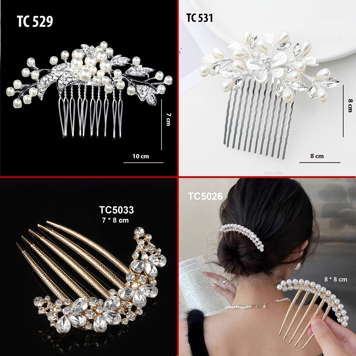 Mô tả GOTI Quà Tặng Cho Nữ Trâm Cài Kiểu Lược Cài Tóc Cô Dâu Đính Hoa Thanh Lịch Phong Cách Cổ Điển TC530 - 8