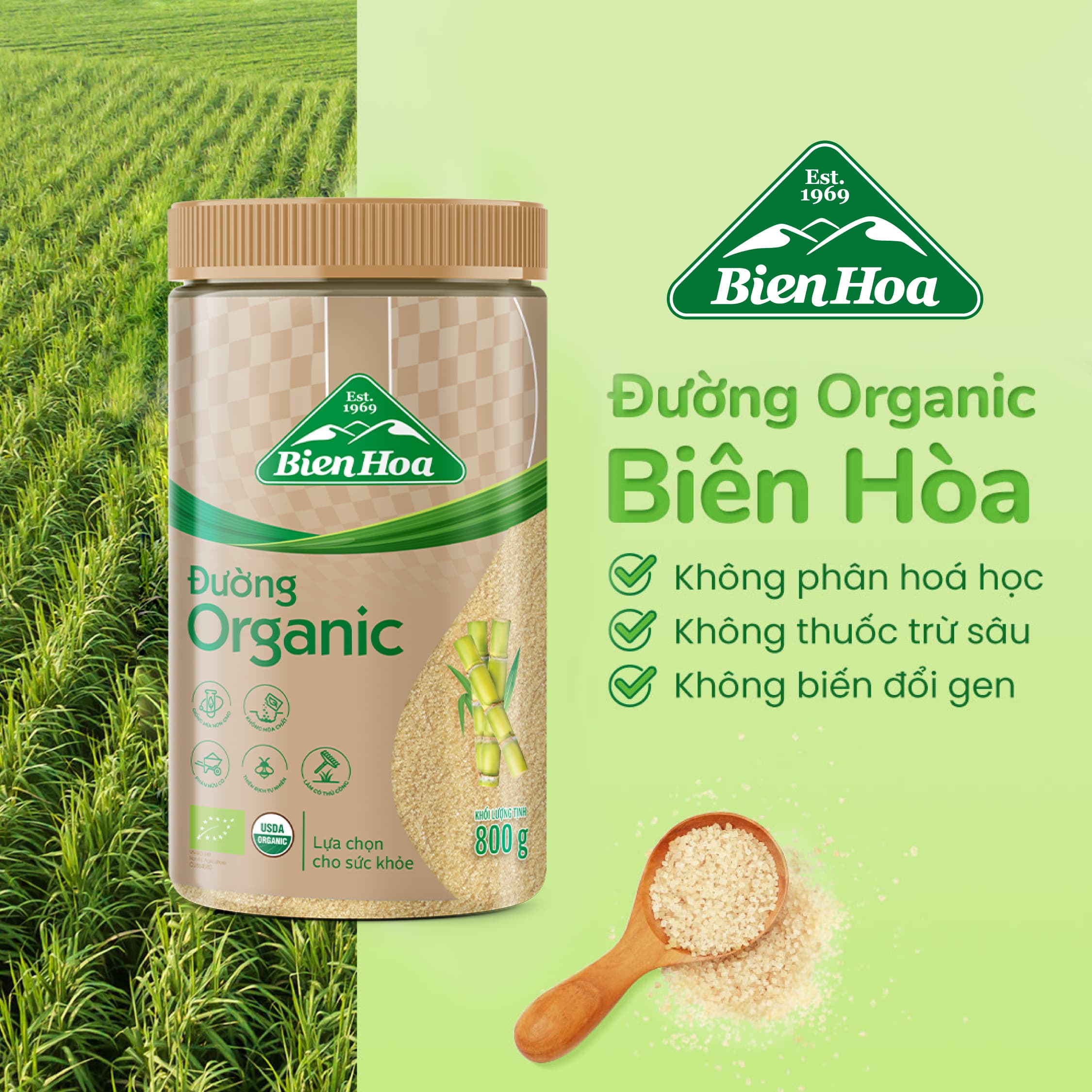 Mô tả Combo 2 Hủ Đường Organic Biên Hòa hũ 800g/hủ - 1