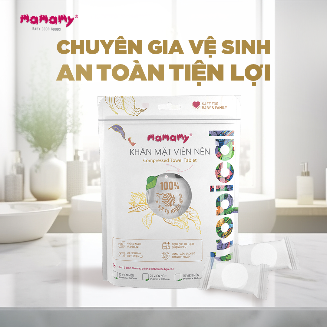 Mô tả Khăn tắm Mamamy Tropical cao cấp, khăn nén du lịch tiện lợi sợi vải thuần tự nhiên và rayon - 3