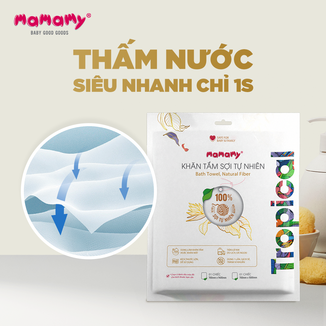 Mô tả Khăn mặt nén, khăn tắm du lịch Mamamy Tropical dùng một lần tiện lợi chất liệu 100% sợi tư nhiên và rayon - 4